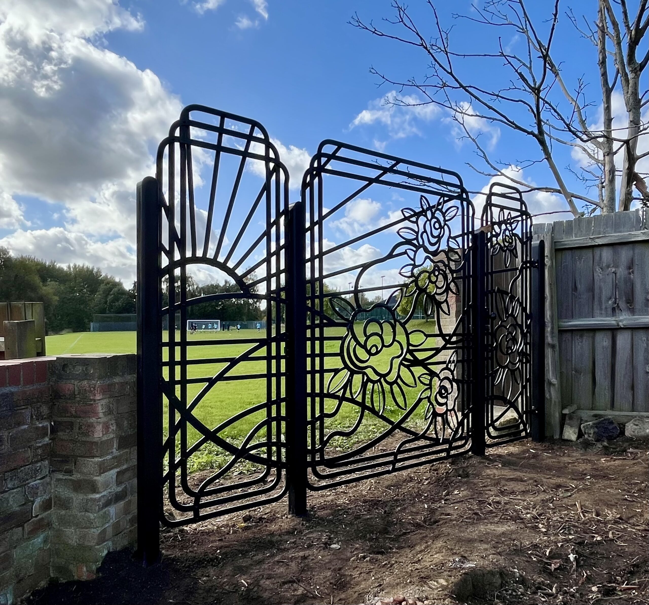 Decorative Gate Railing Art Deco Gate and Railings – Blacksmiths in Cambridge | Backwater Forge